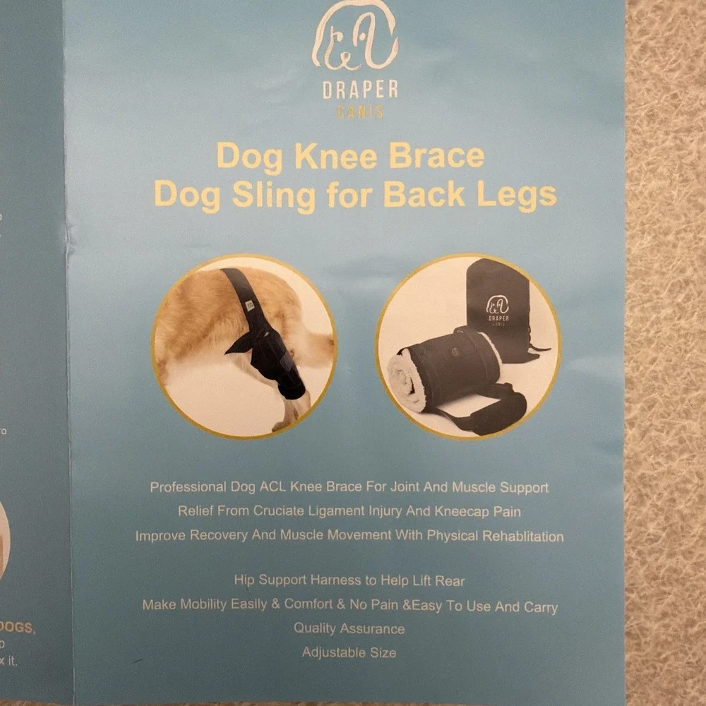 Dog‎ Knee Brace Medium Hind Rear Leg Adjustable ACL Support for Injury Arthritis